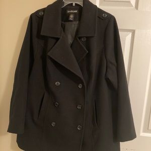 Classy black wool plus size pea coat